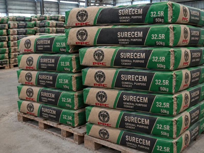 Pallets of PPC Surecem 32.5R 50kg general purpose cement bags