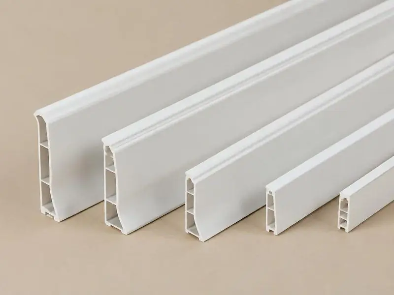 Lengths of white PVC skirting